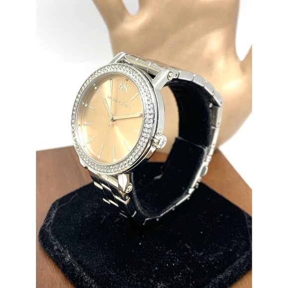 Michael Kors Women's Watch MKO-1050 Quartz Rose Dial Silver Stainless Steel 38mm - Picture 13 of 13